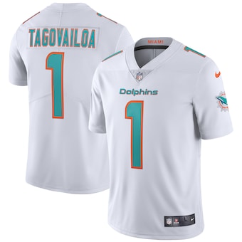 Men's Miami Dolphins #1 Tua Tagovailoa White Vapor Limited Stitched NFL Jersey